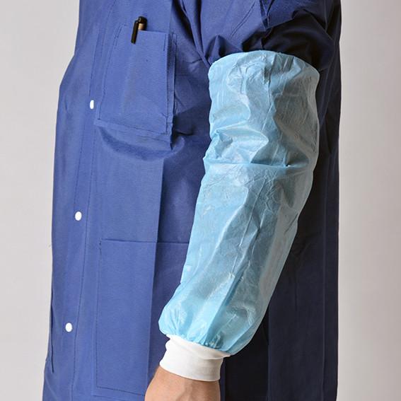 Buy cheap Blue Nonwoven Disposable Sleeve Covers Arm Protectors Oil Proof With Knitted Cuff from wholesalers