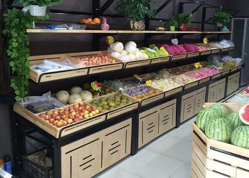 Buy cheap Metal Wooden Fruit And Vegetable Display Rack Gondola Shelf Mid Duty from wholesalers