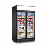 Commercial Double Door Freezer Glass Door Upright Display Refrigerators Freezers
