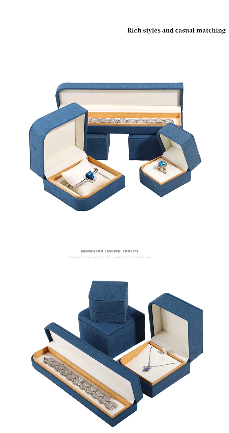 Blue Microfiber Leather Jewelry Packaging Box for Ring Pair Earrings Hanhong 7*7*5cm