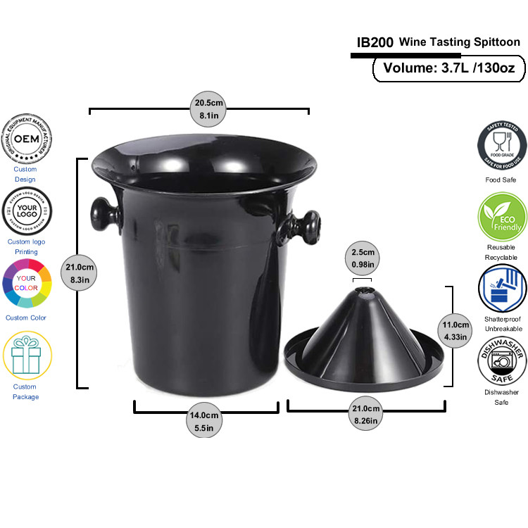 Polypropylene Plastic Wine Tasting Spittoon Bucket 3.7L 2L