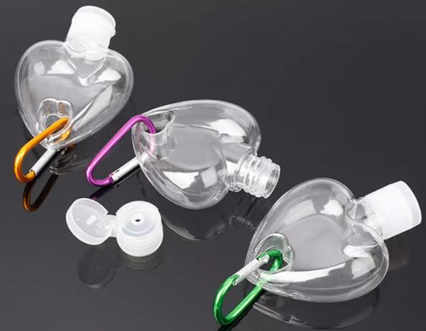 Buy cheap 50ml Transparent Pet Plastic Heart Sanitizer Bottle No Leakage from wholesalers