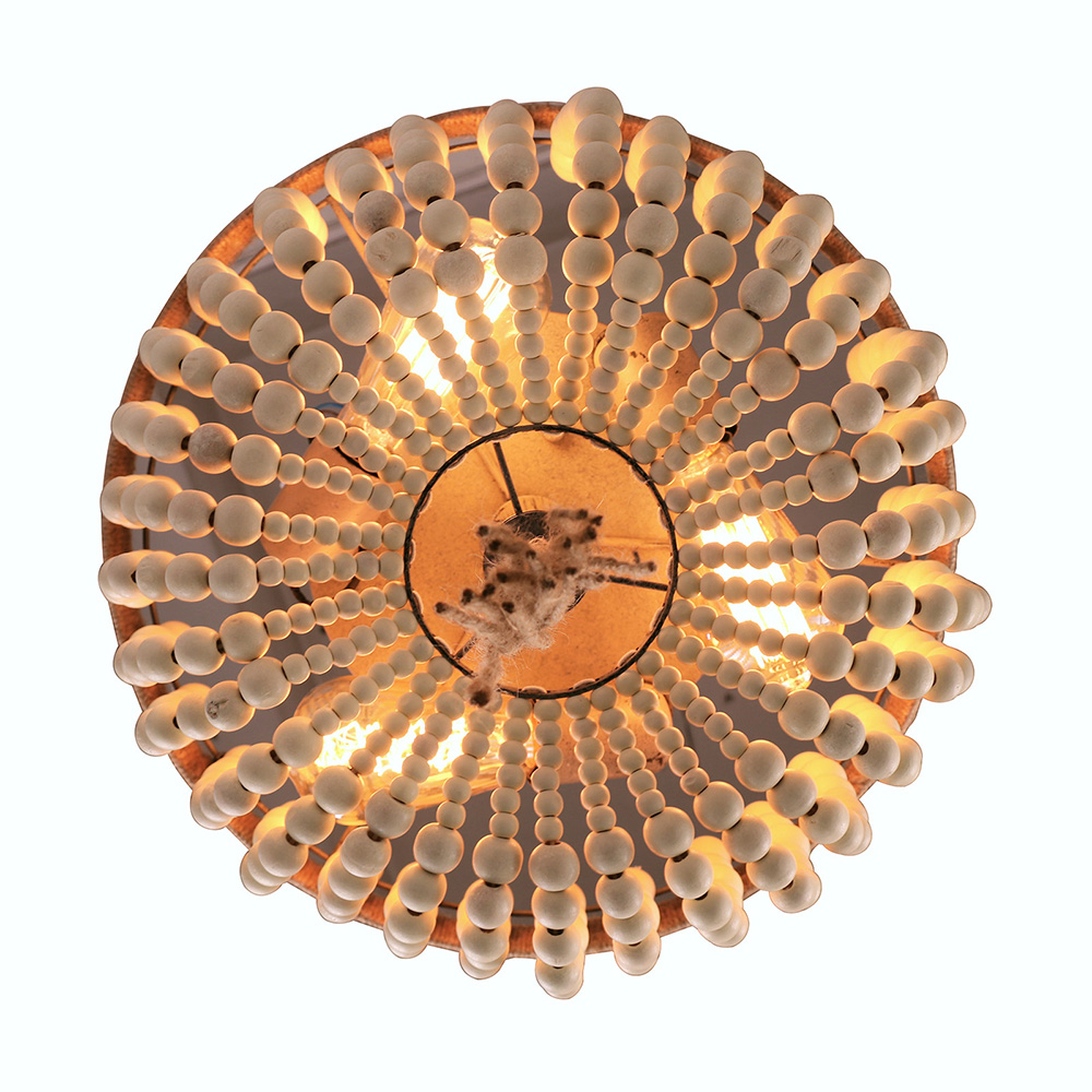 Retro round E27 LED adjustable height wooden bead ceiling chandelier lamp(WH-CI-147)