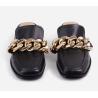 Buy cheap JBSL19 BLACK Womens Soft Bottom Slippers Smooth Leather With Big Chain from wholesalers