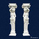 European Style White Marble Stone Porch Columns , Decorative Stone Pillars