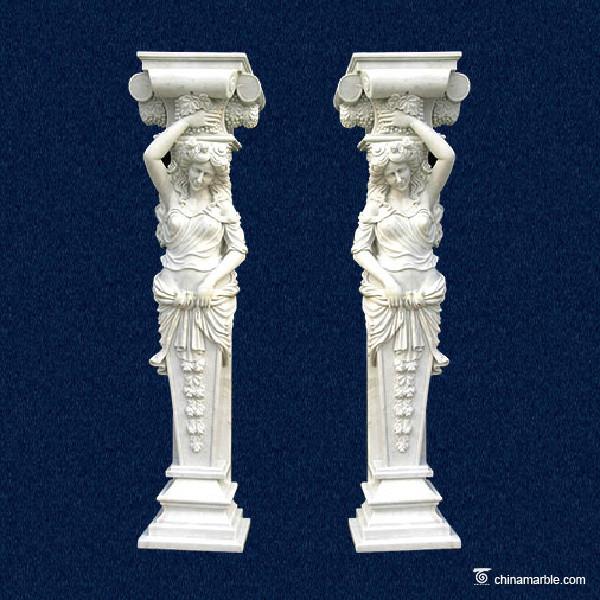 Buy cheap Natural Marble Hand Carved Stone Columns / Graden Decor White Marble Pillar from wholesalers