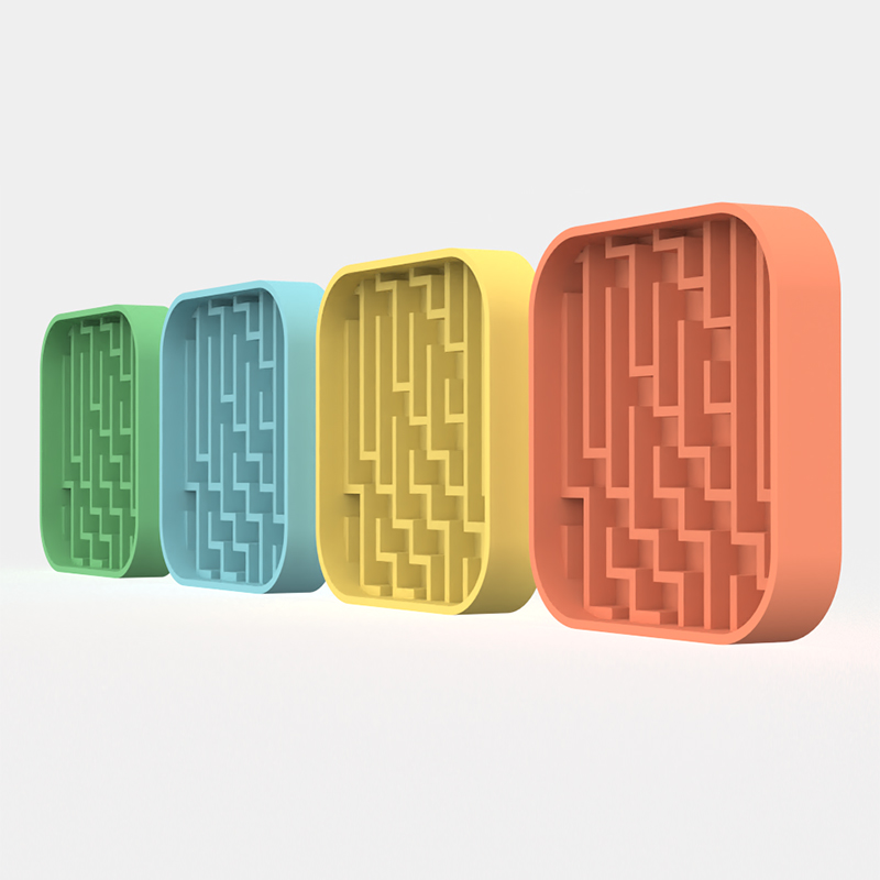 Custom Cute labyrinth maze Pattern silicon Pet Dog Food Feeding Mat Silicone Slow Feeder Licking Pad