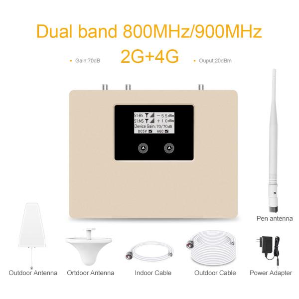Buy cheap 800-GSM+4G 70dB Gain Dual Band GSM Booster 4G LTE Mobile Network Repeater from wholesalers