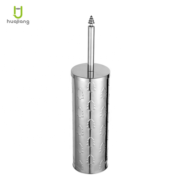 Modern Stainless Steel Toilet Brush and Holder Dia.9.5*38cm Mirror Finish Bathroom Toilet Bowl Brush Holder for Christmas
