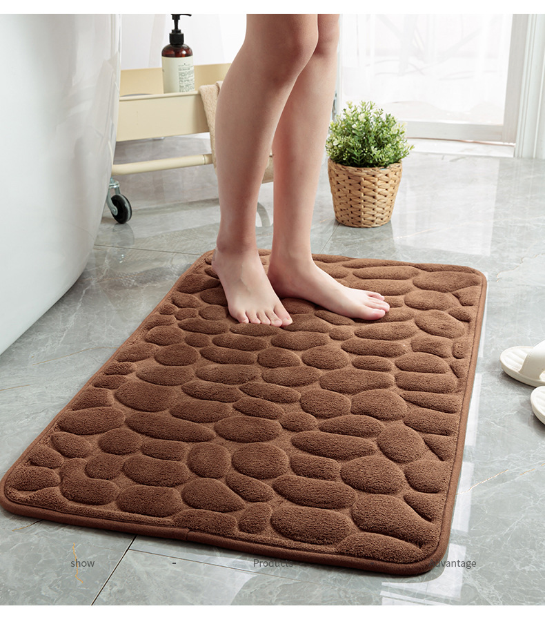 Custom Logo Cobblestone Embossed Bathroom Non-slip Carpets for Bathtub and Shower Room