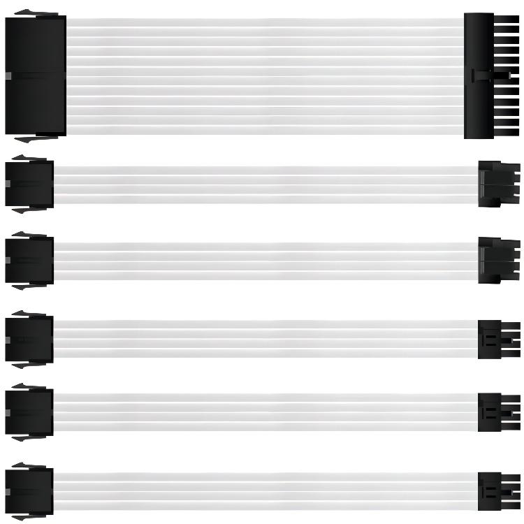Wholesale 24 Pin ATX 2*4+4 Pin EPS 3*6+2Pin PCI-E Pearl White Extension Cable Set Six-piece