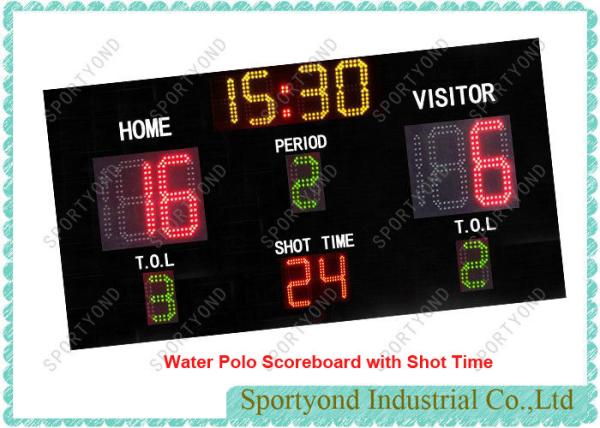 Electronic Water Polo Scoreboard With Led Shot Clock Display , Timer Display,