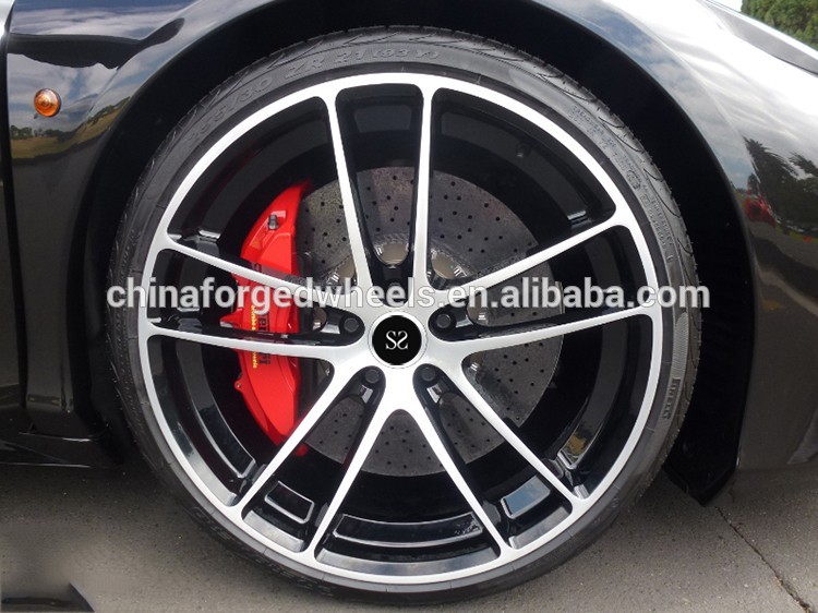 Gloss Black Customized Alloy Rims For Ferrari 458 / 21inch 2-PC Forged Rims