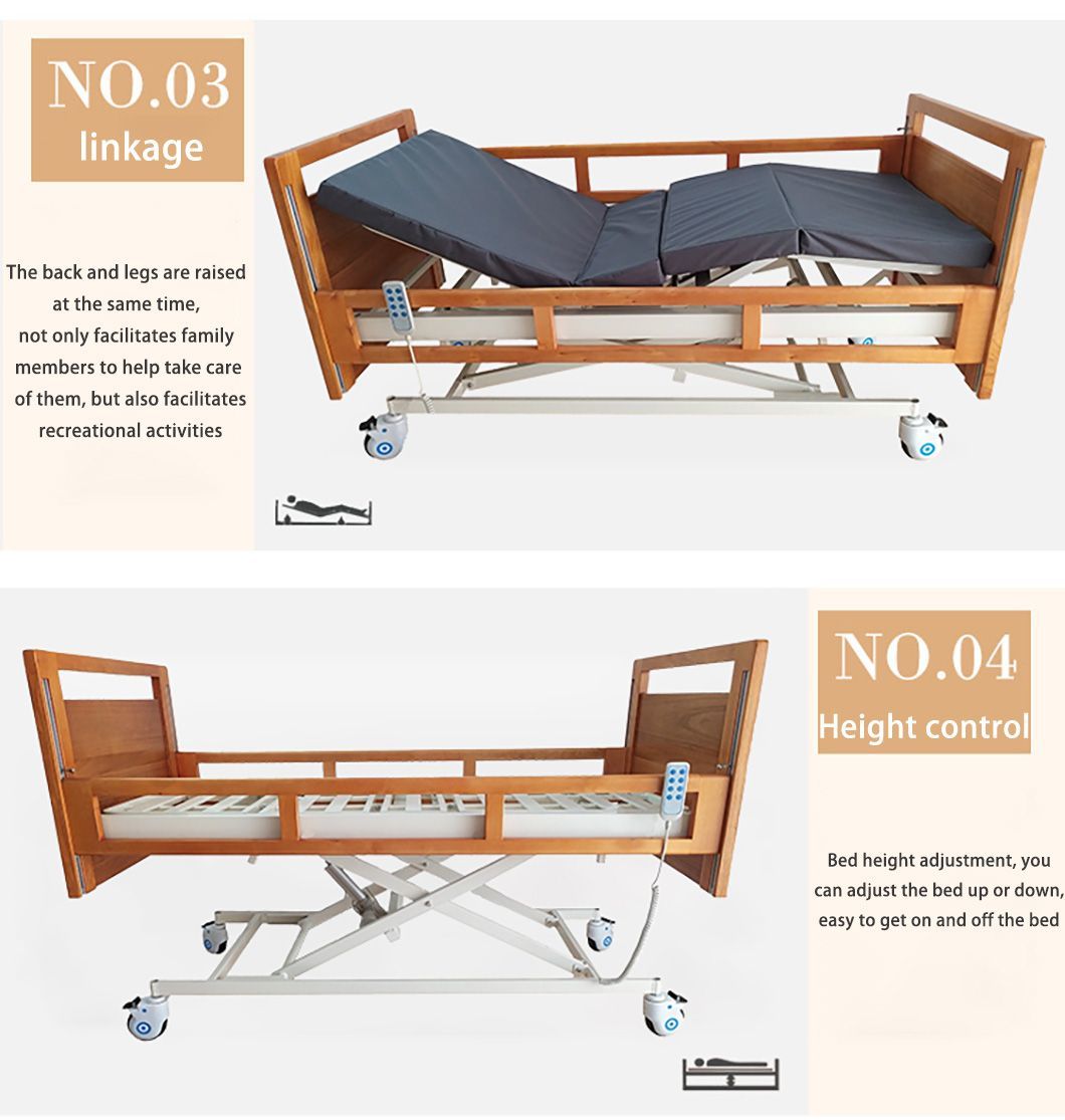 High-Quality Electrically Operated Wooden Bed with Rising Function
