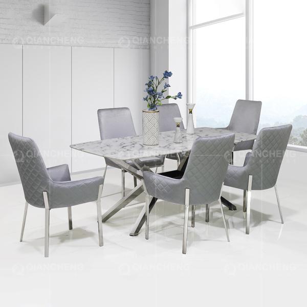 Buy cheap Home Furniture Marble Top Stainless Steel Dining Table 78inchx40inchx30inch from wholesalers
