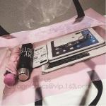 Semi-clear Tote Bags Stripe PVC Shoulder Bag with Pouch, PVC PU Trendy Handbag