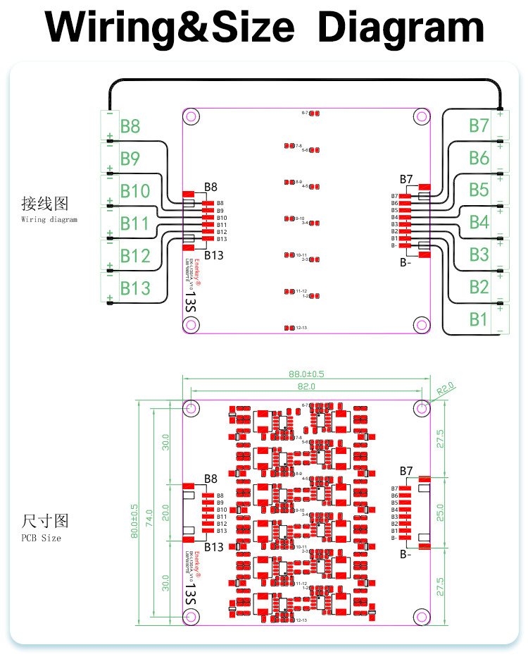2S - 24S 1A Inductive Engergy Transfer Active Equalizer 3.7V Lipo / 3.2V Lifepo4 Battery Pack