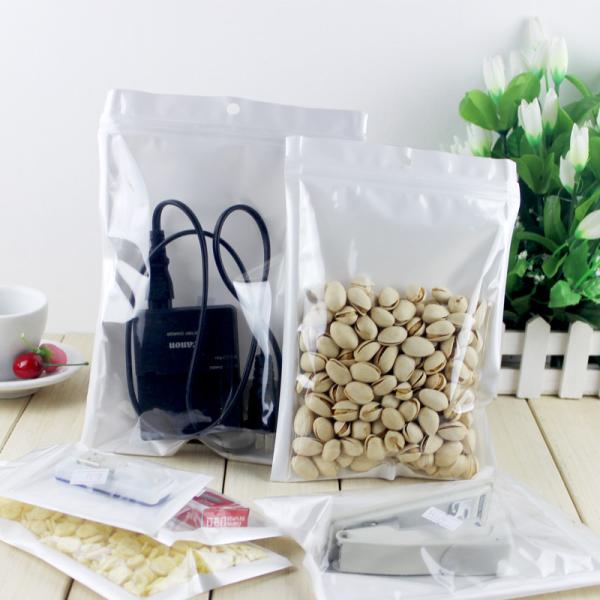White Transparent Zipper Bag Plastic Packaging Pearl Film Bags with Hang Hole
