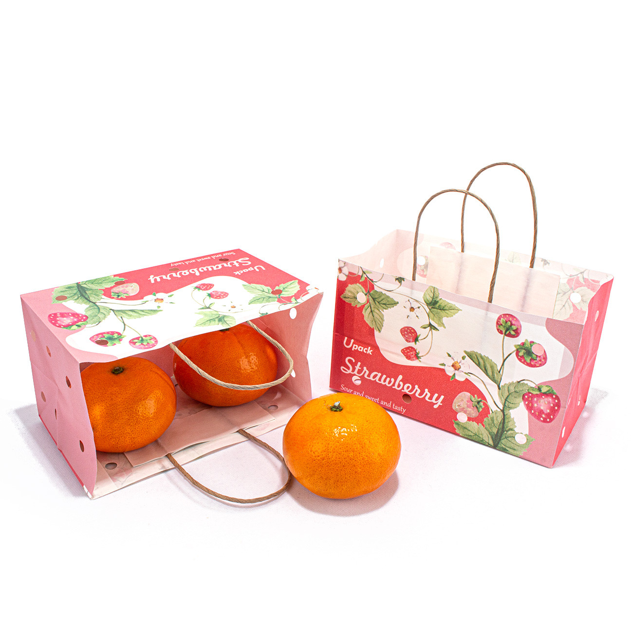 OEM Printing Fruit Paper Bags With Logo/Handling That The Customers Supply Brand