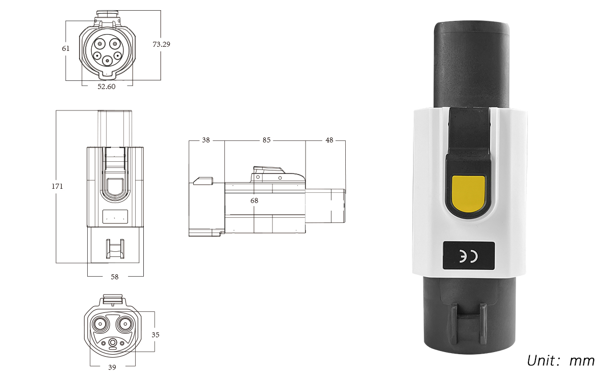 Tesla EV Charger Adapter 7KW 220V AC Condition 32A Output for NACS Car Charging Pile TYPE1 to Tesla Interface Standard