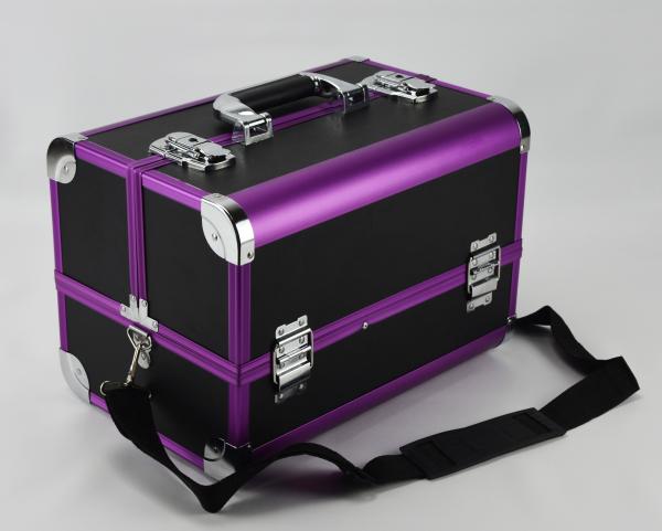Buy cheap Protable Anodize Purple Aluminum Vanity Cosmetic Case Size 300 * 220 * 245mm from wholesalers