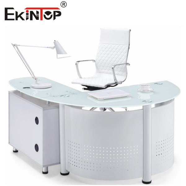 Quality White Black Tempered Glass Computer Desk Desktop Home Office Table for sale