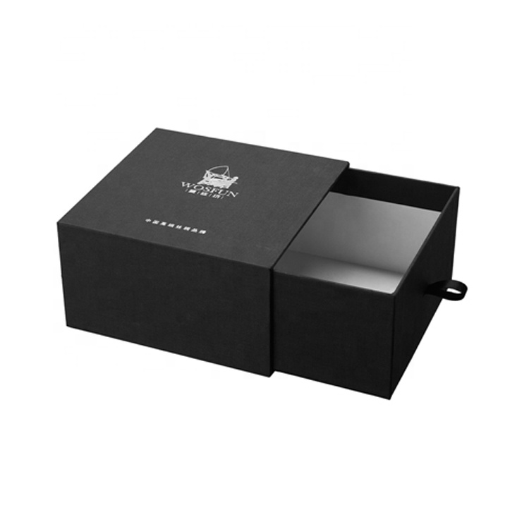Black Cardboard Paper Box Packaging Storage / Drawer Gift Box Customized Shape