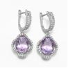 Buy cheap Purple 925 Sterling Silver Gemstone Earrings 2.6g Amethyst Drop Earrings from wholesalers
