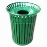 Buy cheap North America Hot Sale Street Trash Receptacle Outdoor Slatted Metal Dustbin With Cover In 32 Gallon'S Capacity from wholesalers
