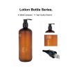 Buy cheap 500ml Brown cylindrical smooth with black pump for shampoo lotion bottle from wholesalers