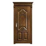 Single Flush Flower Carving Solid Wood Entrance Doors 45mm Thickness