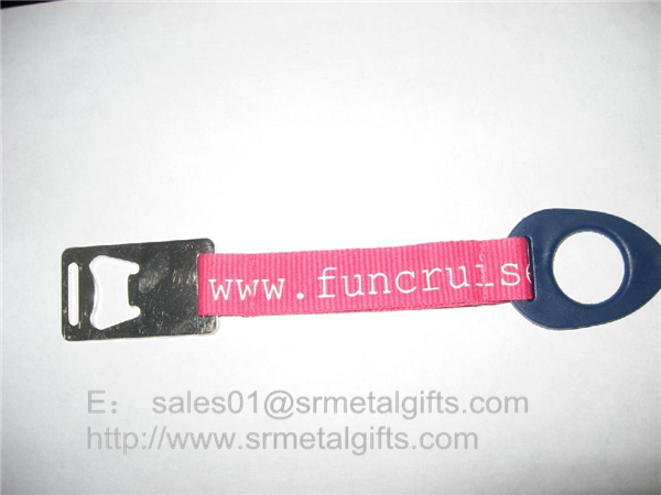 Metal bottle opener short wrist strap