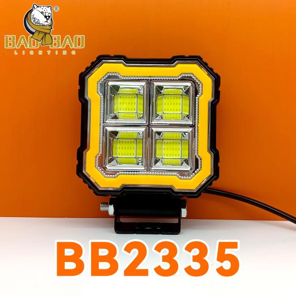 Square 80V Yellow White Flashing Red Warning Truck LED Headlight 4x4 Offroad