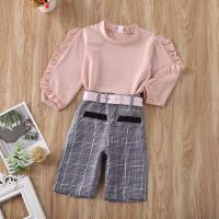Buy cheap Srping And Autumn New Children's Outfit Sets Pink Long-Sleeved Wooden Ear T product