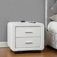Buy cheap Faux Leather Fabric Bedside Table Two Drawers White With Bluetooth Speaker product