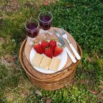 Small Picnic Baskets with Insulated Cooler, Picnic Basket Hamper for 2, Woodchip