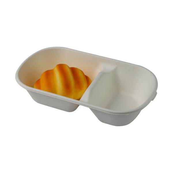 9inch Sugarcane Fibre Disposable Microwave Containers 2 Compartment Biodegradabl