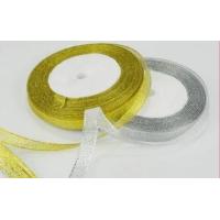 Buy cheap Silver Gold Glitter Ribbon Polyester/ Nylon Material For Bow Packing Decoration product