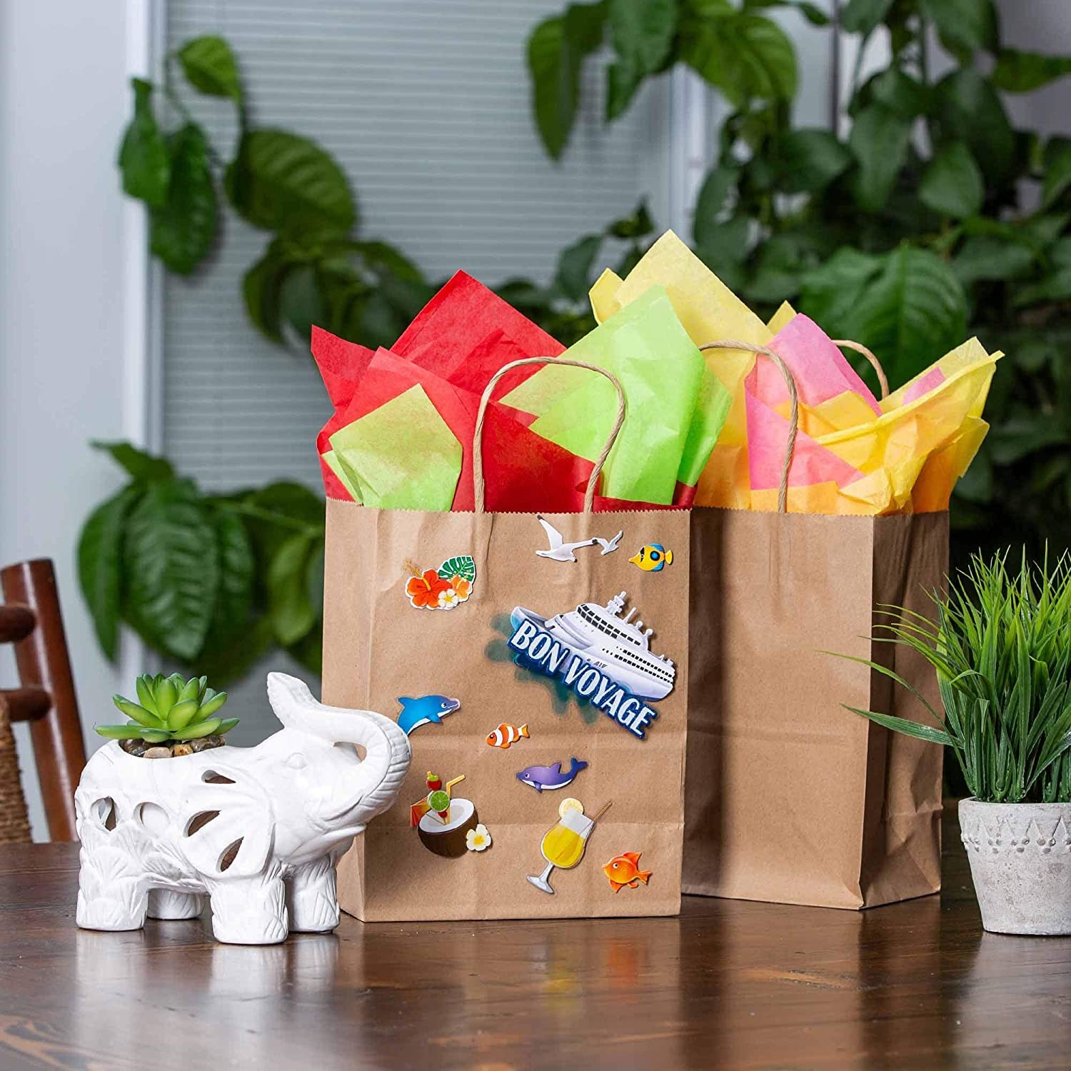 Durable 10×5×13'' Kraft Paper Bag With Handles