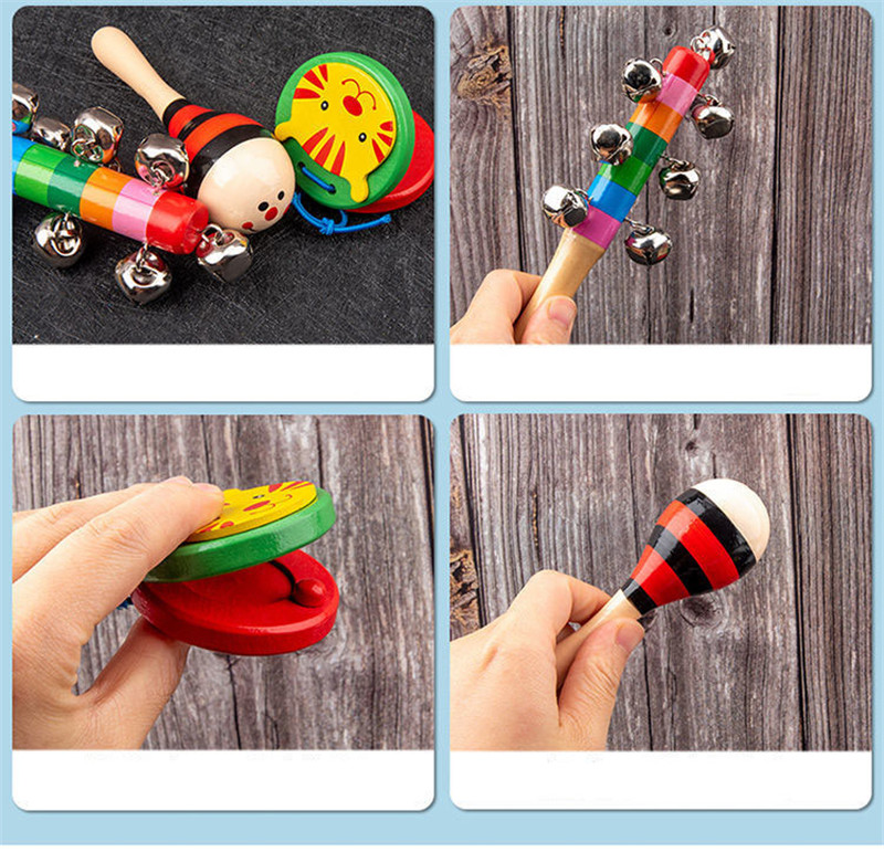 Musical Wooden Rattle Montessori For Baby Crib Toys Baby Educational
