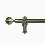 Circle Diamond Curtain Rod Finials Anti Brass Metal Curtain Pole Set 19MM