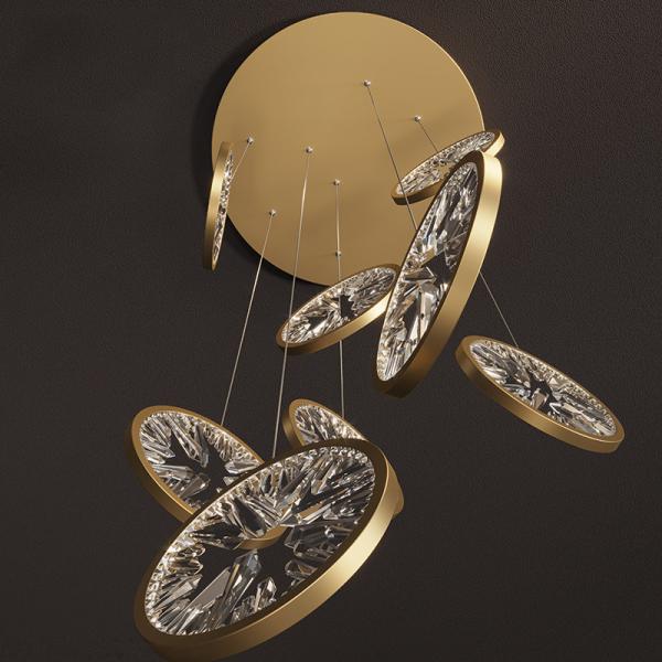 Buy cheap Luxury Crystal Chandelier For Staircase Gold Black Home drop light circle led light lamp(WH-NC-66) from wholesalers
