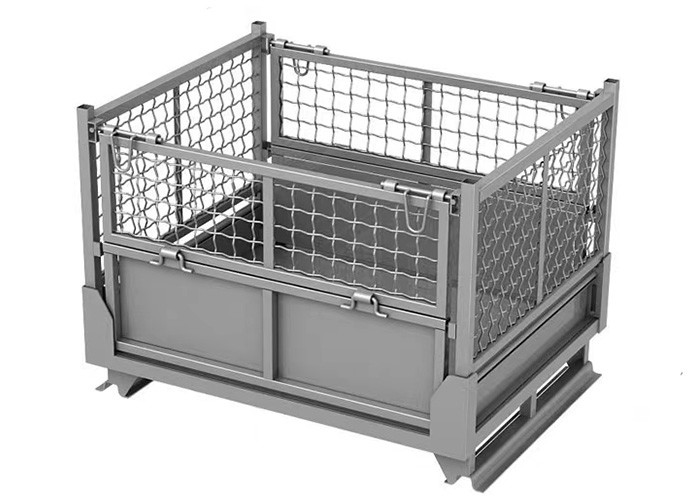 Powder Coated Galvanized Steel Cage Load Bearing Capacity Foldable Pallet Cage ISO Certified