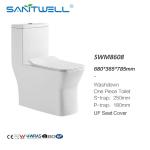 SWM8608 Rimless Ceramic One Piece Toilet Square Elongated Toilet Bowl Ceramic