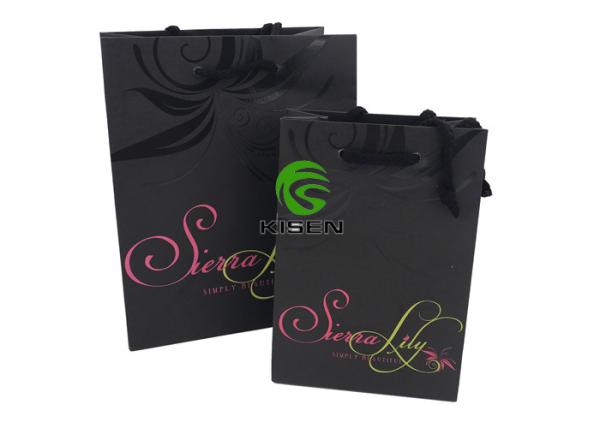 Buy cheap Pink / Black Paper Shopping Bags Disposable Retail Paper Bags With Handles from wholesalers