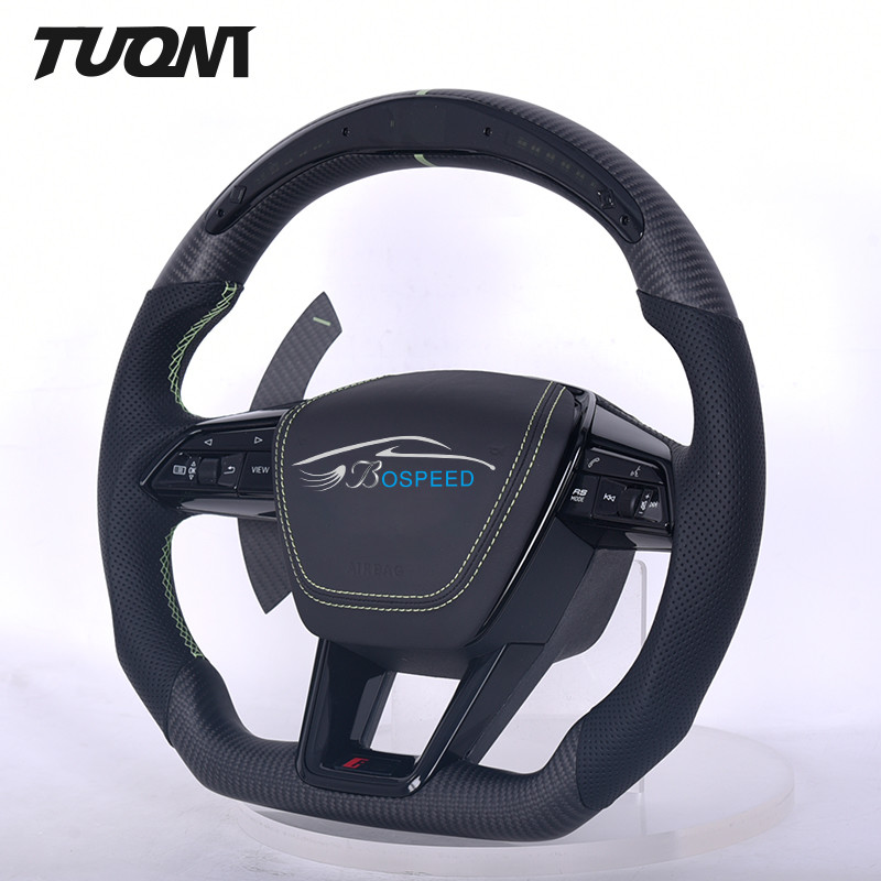 Matte Carbon Fiber Leather Audi RS6 C8 Steering Wheel With LED Display