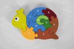 Eco Friendly Soild Wood Number Snail Puzzle Game For Nature Home / Classroom