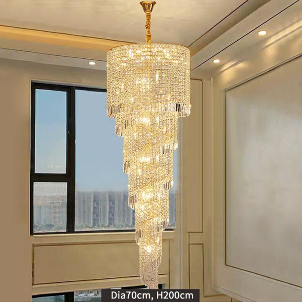 Long Hign ceiling Crystal Chandelier For Hall Project Staircase Stairwell