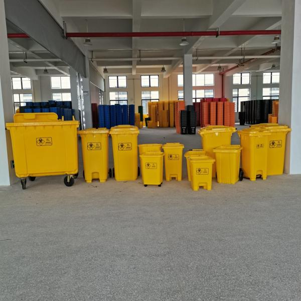 120L HDPE Plastic Trash Bin Medical Waste Container with Two Wheel