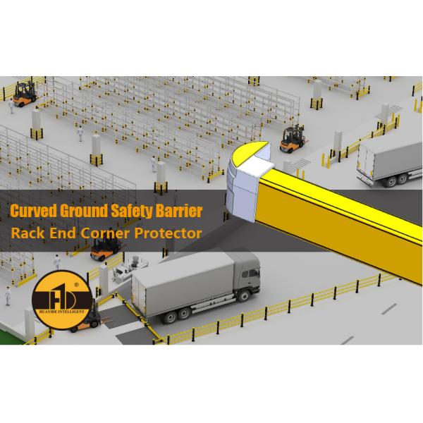 Ground Safety Barrier, Rack EndCurved Ground Safety Barrier,Rack End Corner Protector,Warehouse Storage Rack Flexible Anti-Collision System